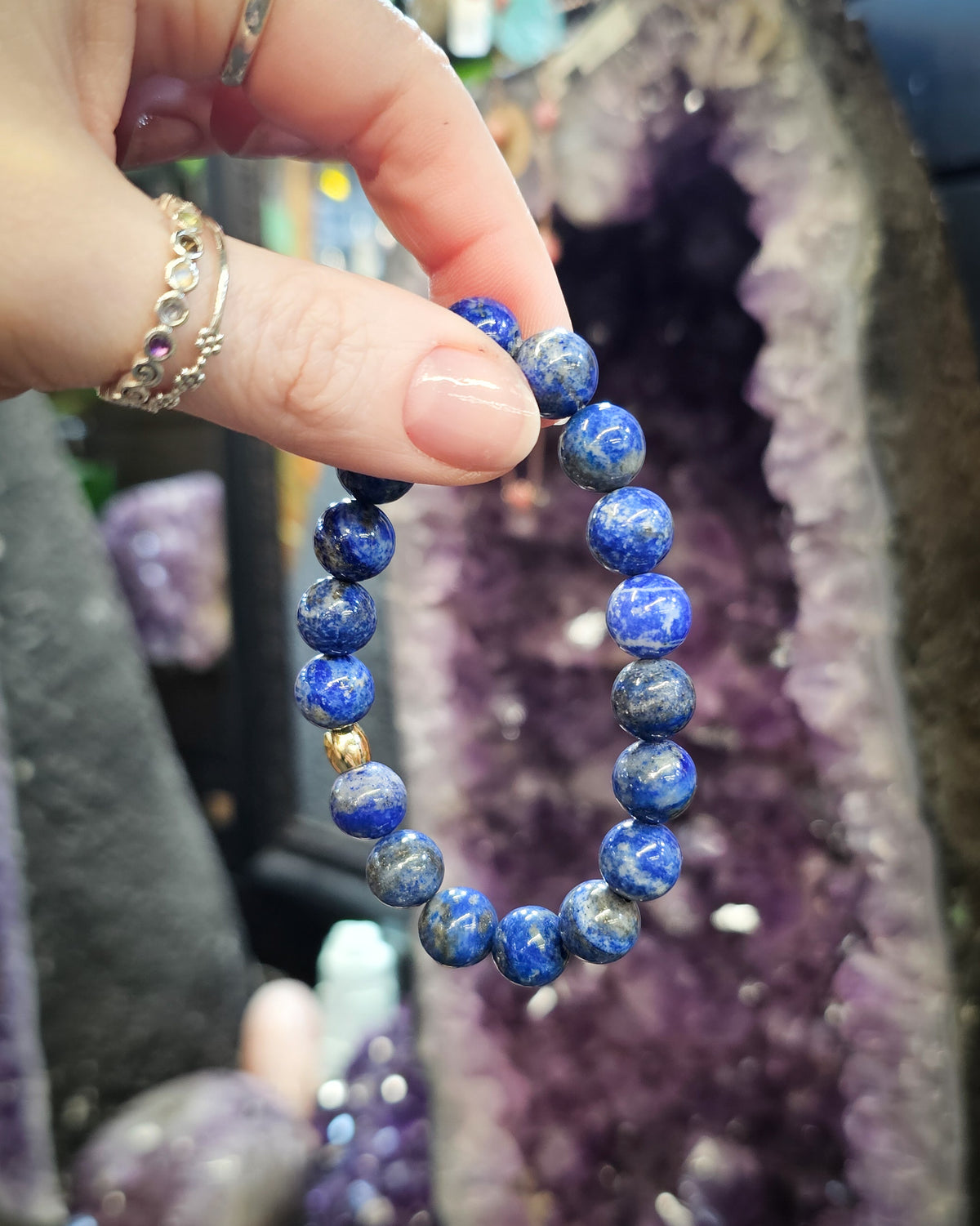 10mm Lapis Lazuli Bead Bracelet