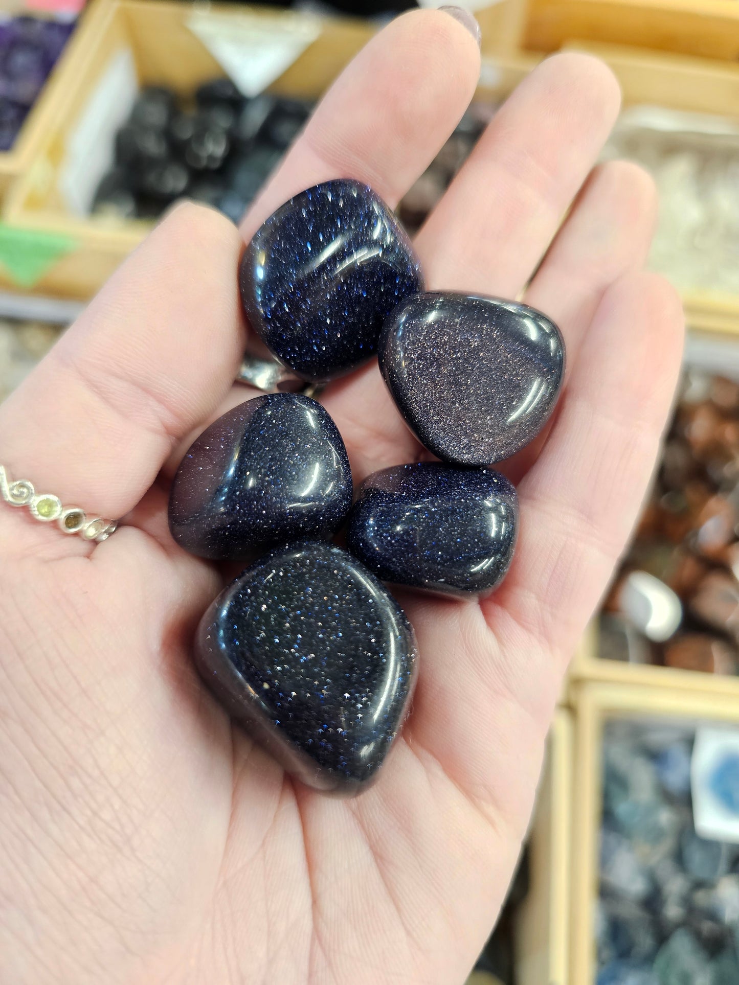 Blue Goldstone Tumbles