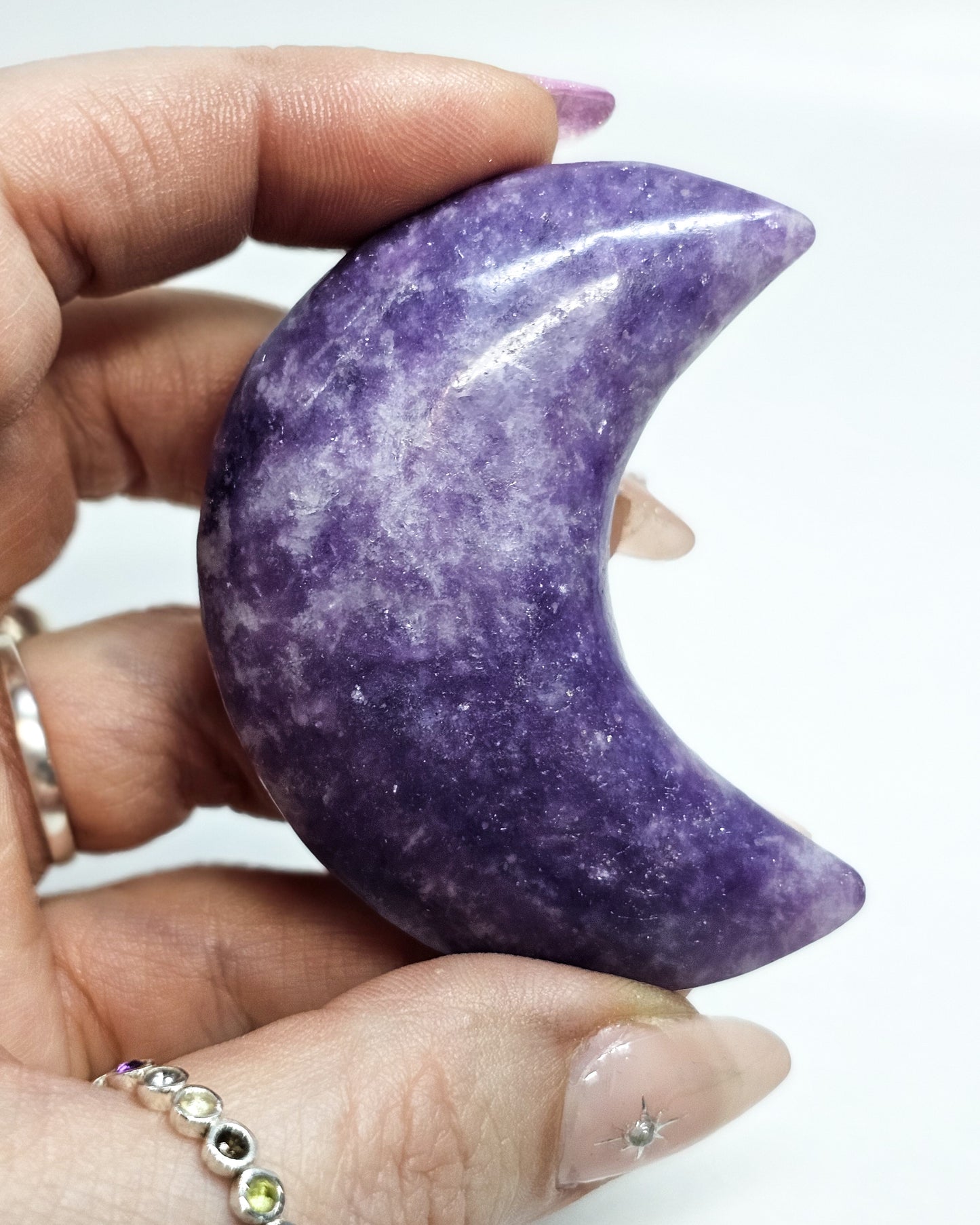 Lepidolite Moon Carving