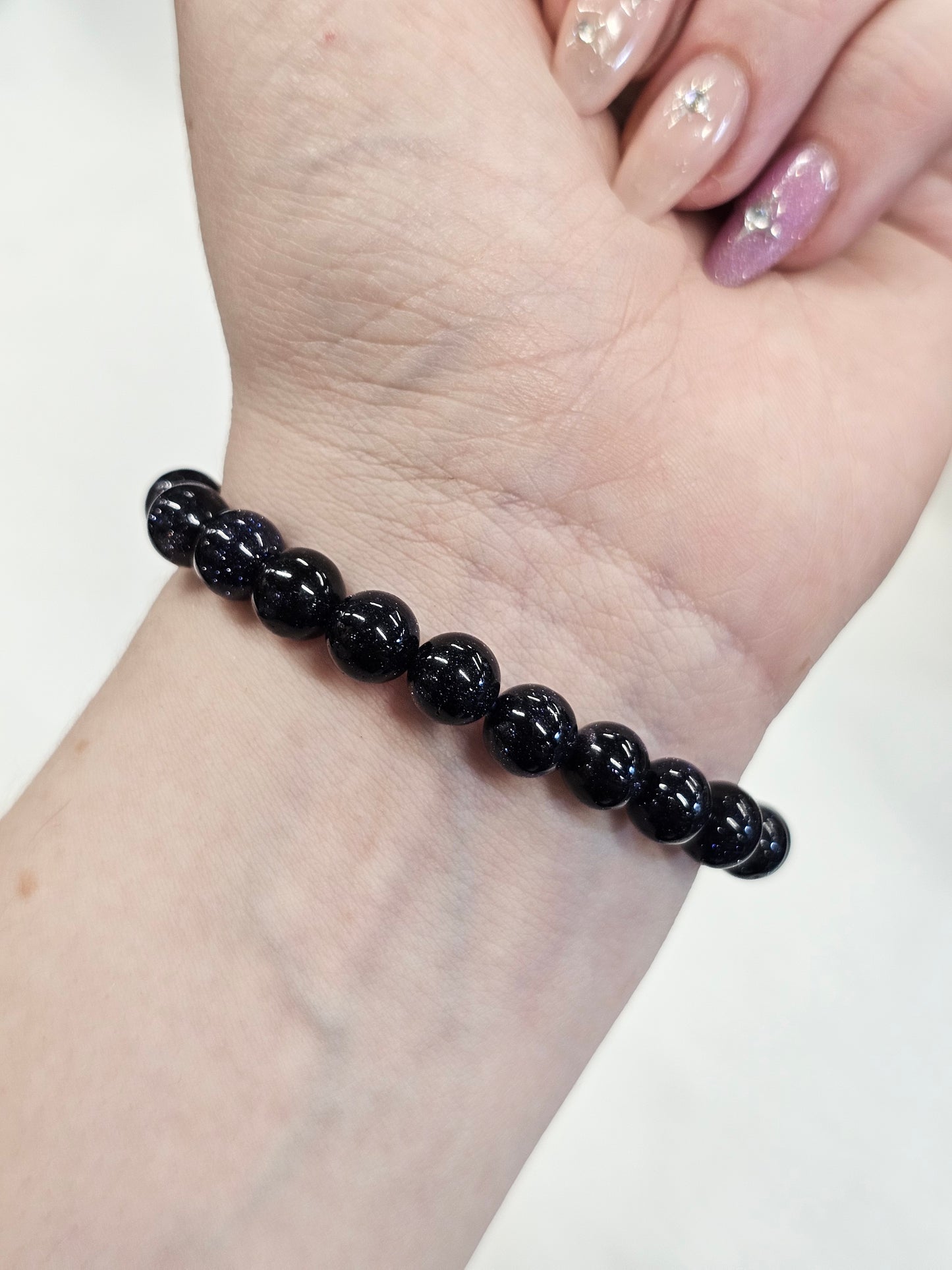 Blue Goldstone Bead Bracelet