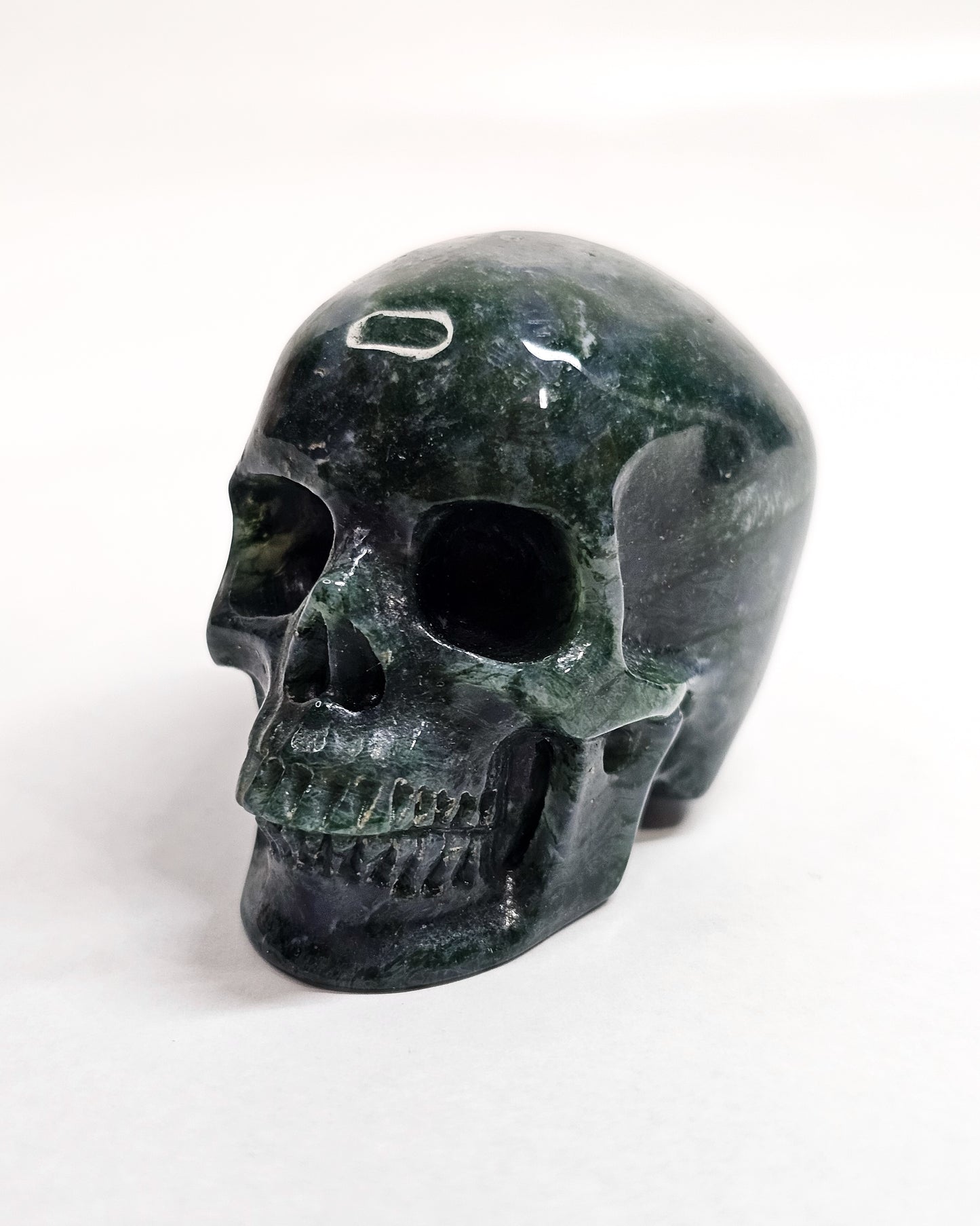 Moss Agate Small Skull