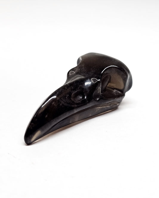 Smoky Quartz Raven Skull