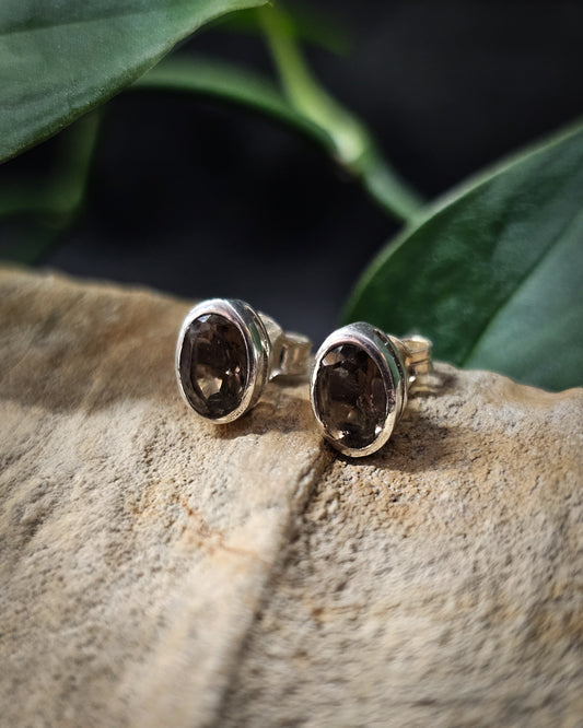 Sterling Silver Smoky Quartz Studs