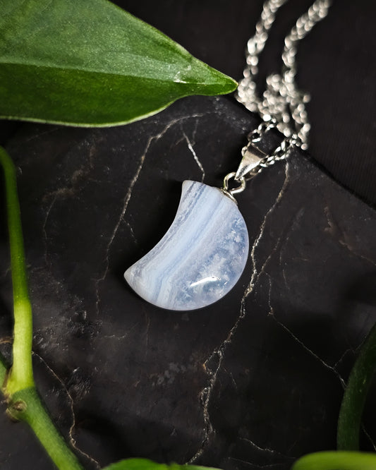 Blue Lace Agate Moon pendant