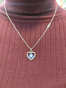 Evil Eye in Heart Necklace