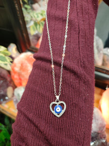 Evil Eye in Heart Necklace