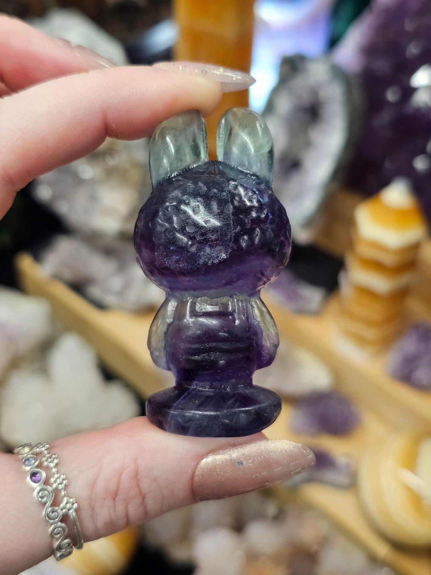 Rainbow Fluorite Monster Carving #1