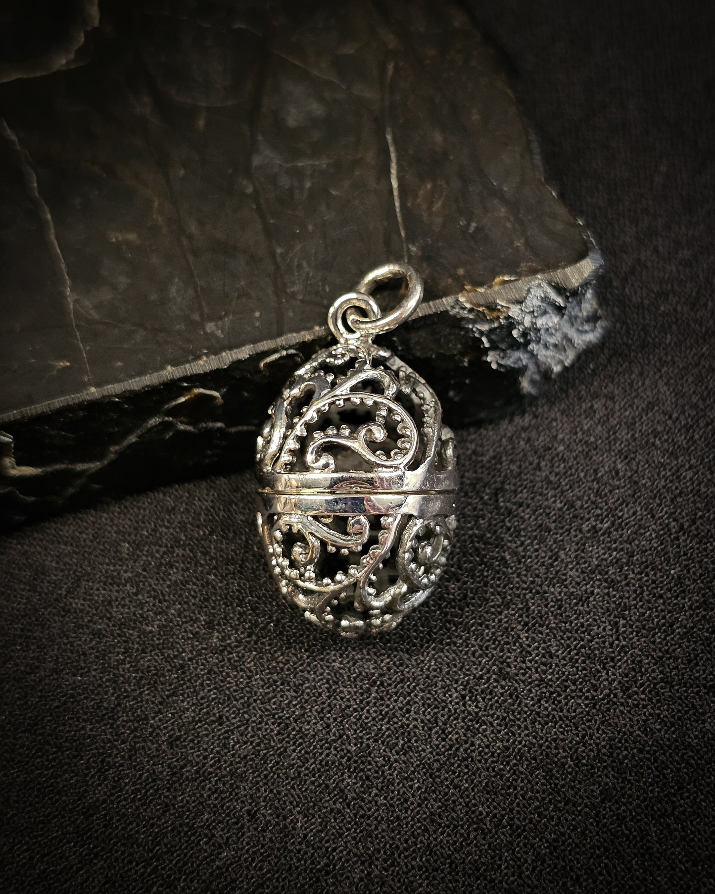 Sterling Silver Filigree Egg Locket #2