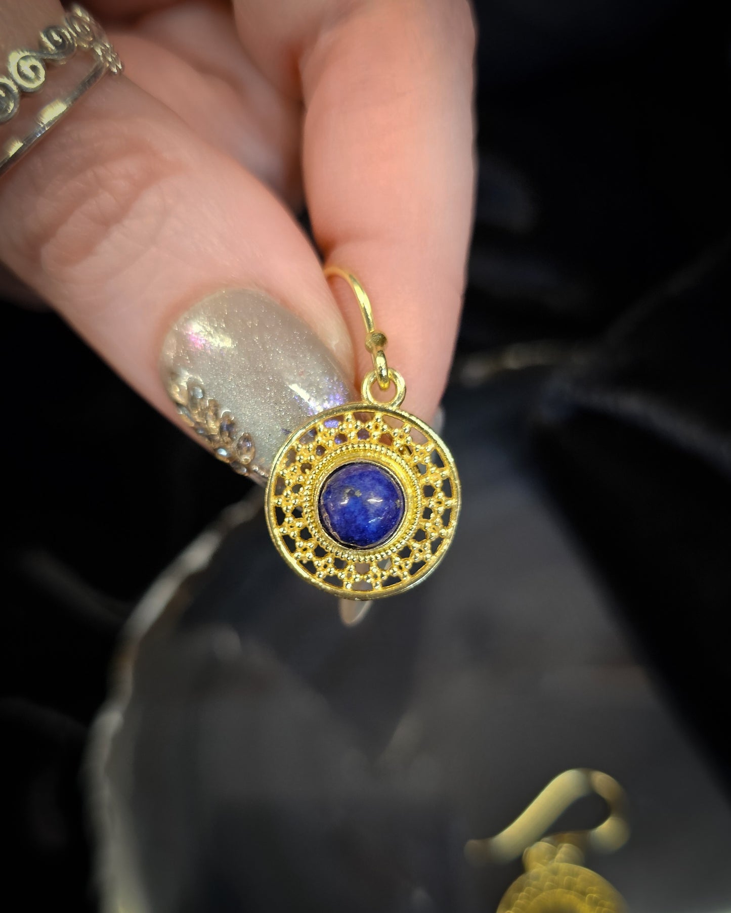 Gold Plated Lapis Lazuli Earrings