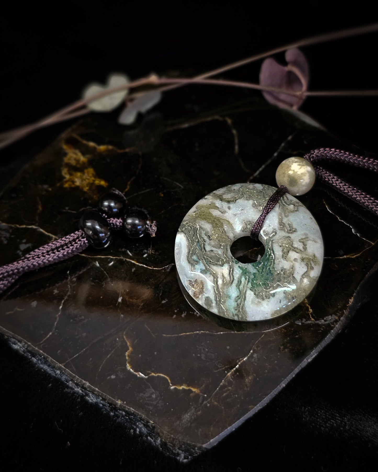 Moss Agate Pi Stone Necklace