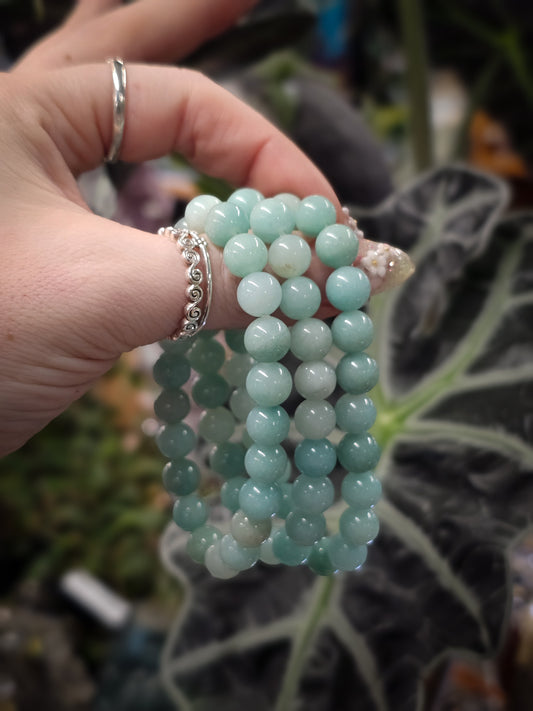 8mm Sky Blue Quartz Bead Bracelet