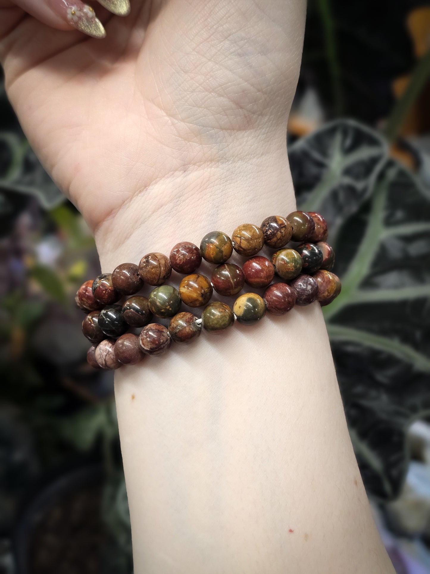 8mm Cherry Creek Jasper Bead Bracelet