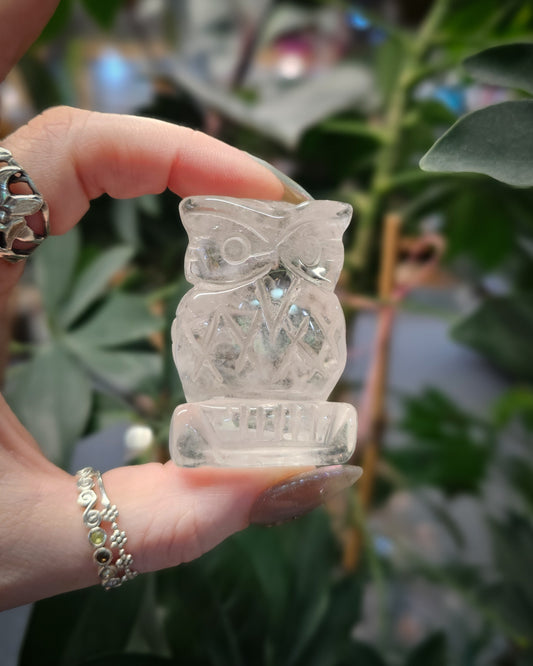 Clear Quartz Owl Carving