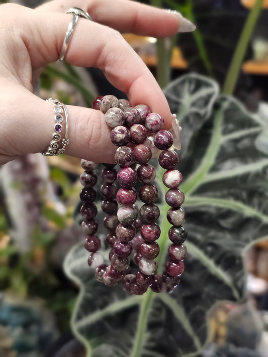 8mm Pink Tourmaline Bead Bracelet