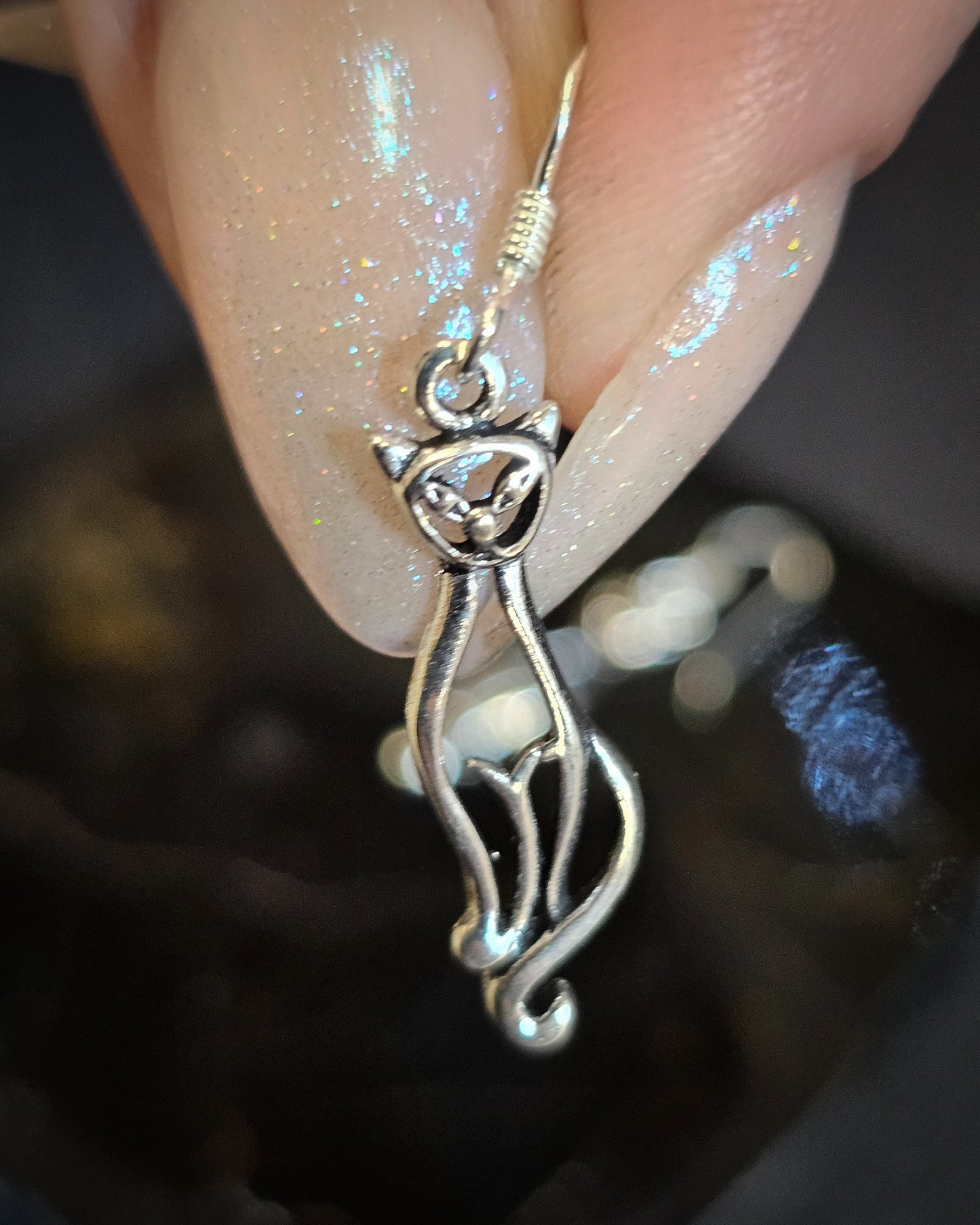 Sterling Silver Cat Earrings