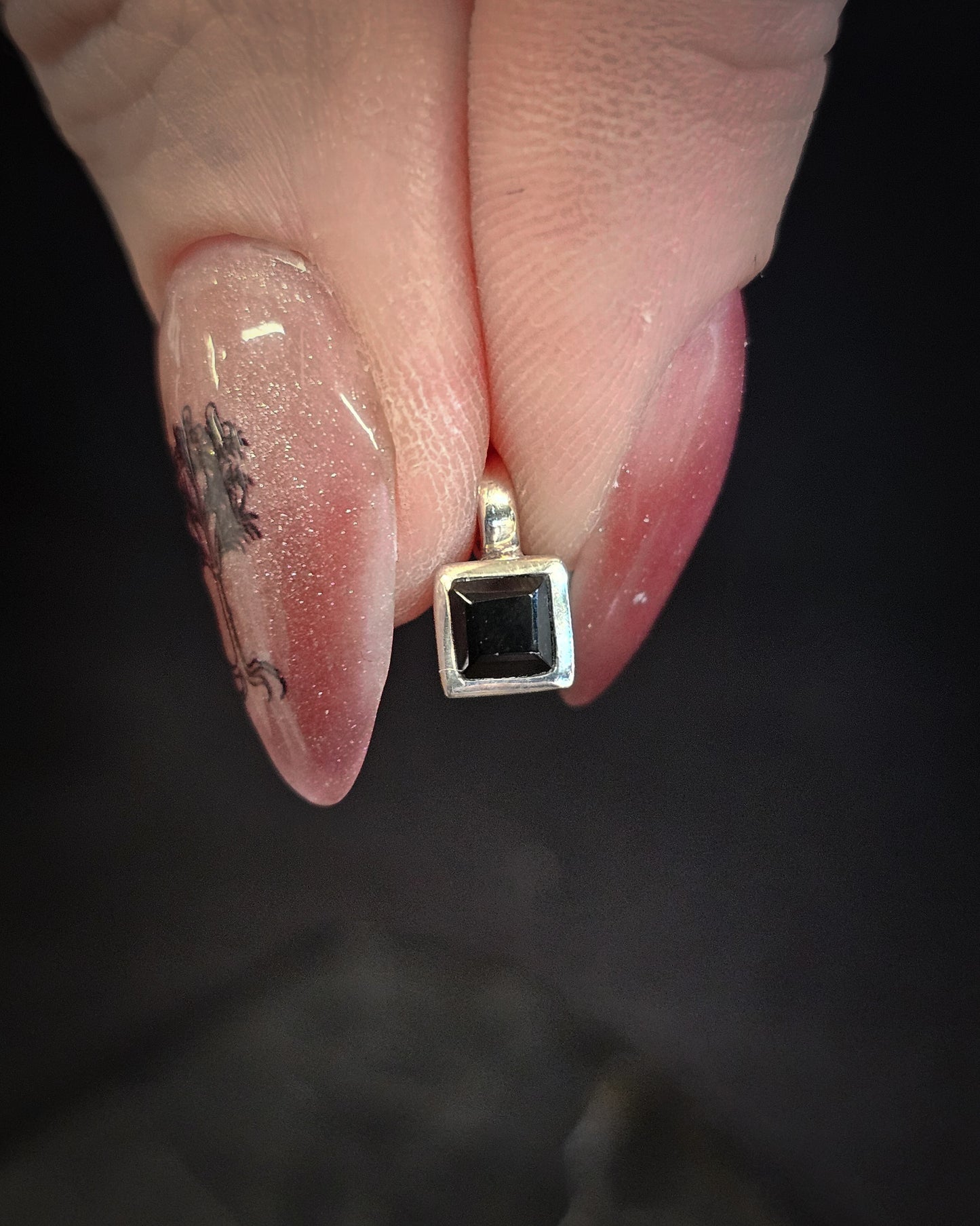 Tiny Onyx Square Pendant