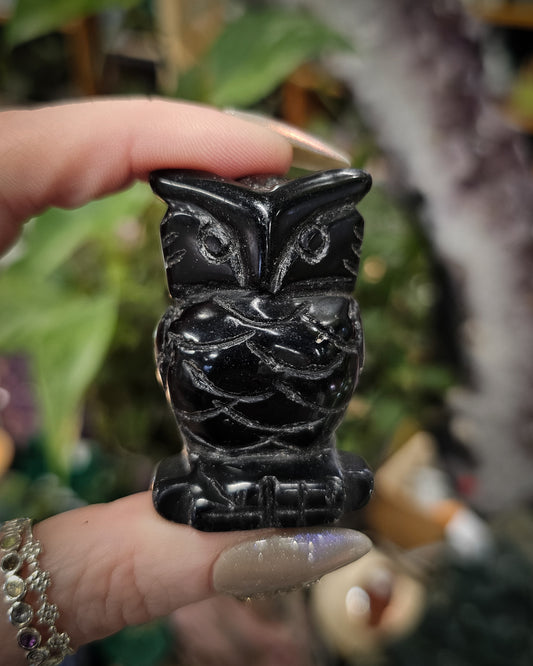 Black Obsidian Owl Carving
