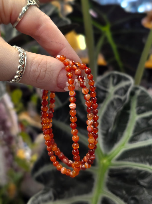 4mm Carnelian Bead Bracelet
