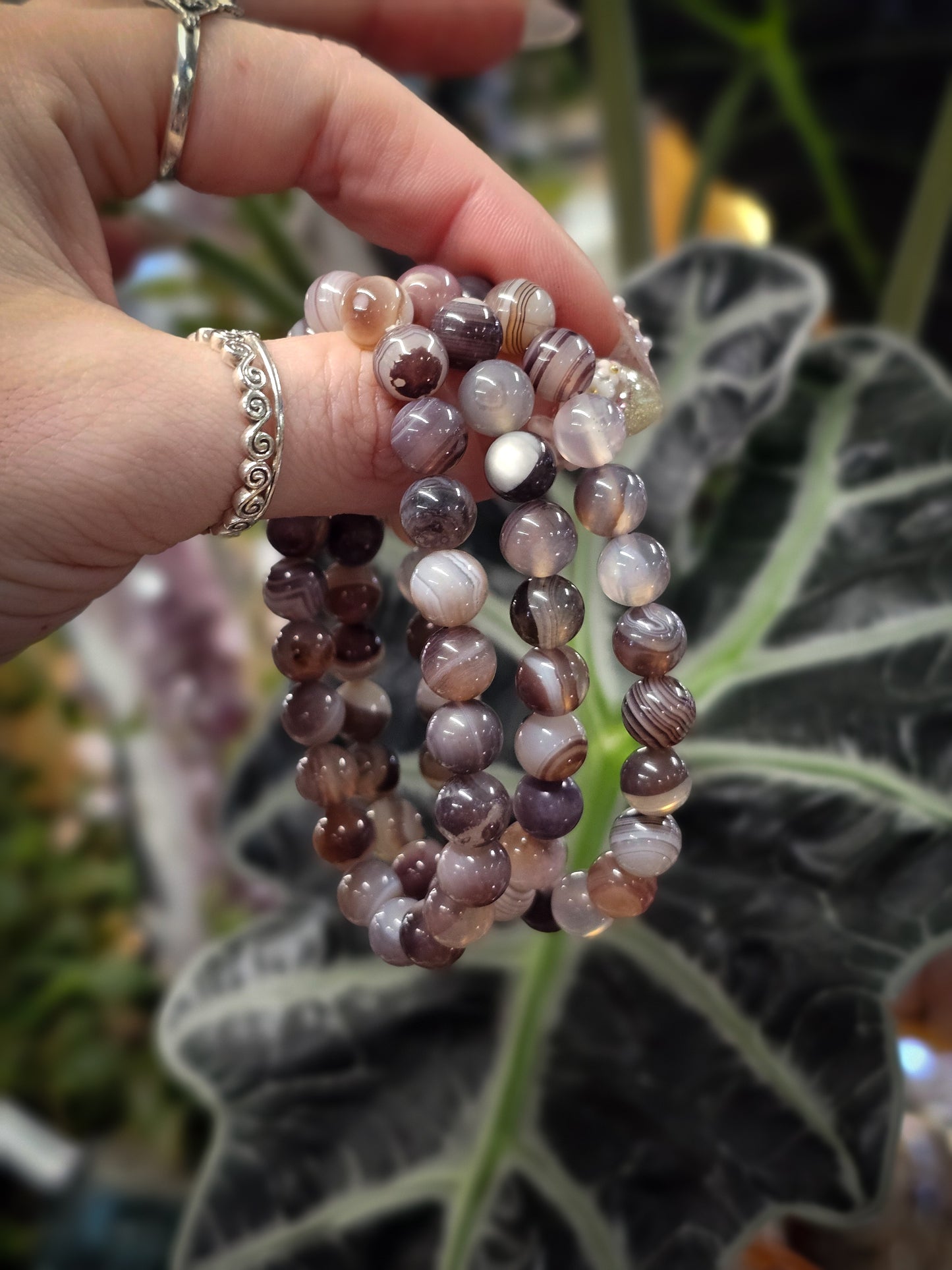 8mm Botswana Agate Bead Bracelet
