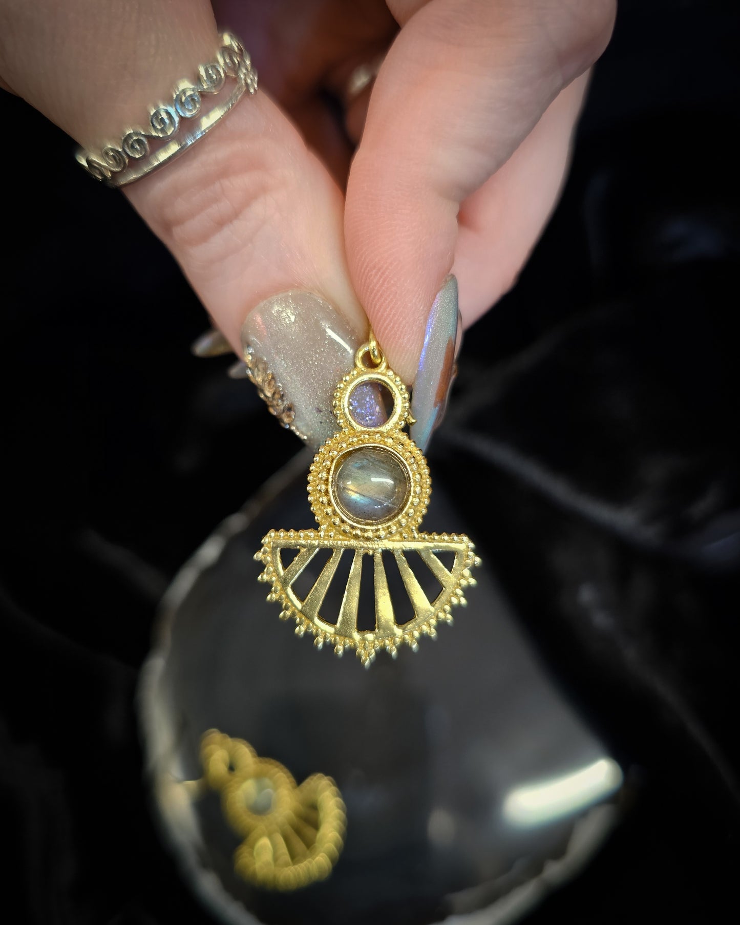 Gold Plated Labradorite Earrings