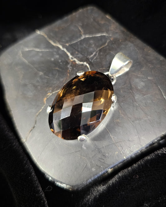 Large Oval Smoky Quartz Pendant