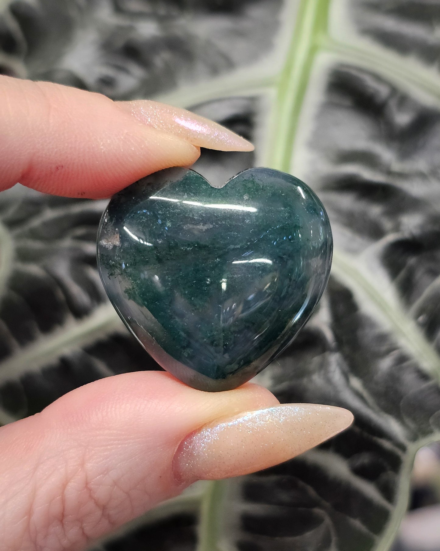 Small Moss Agate Heart