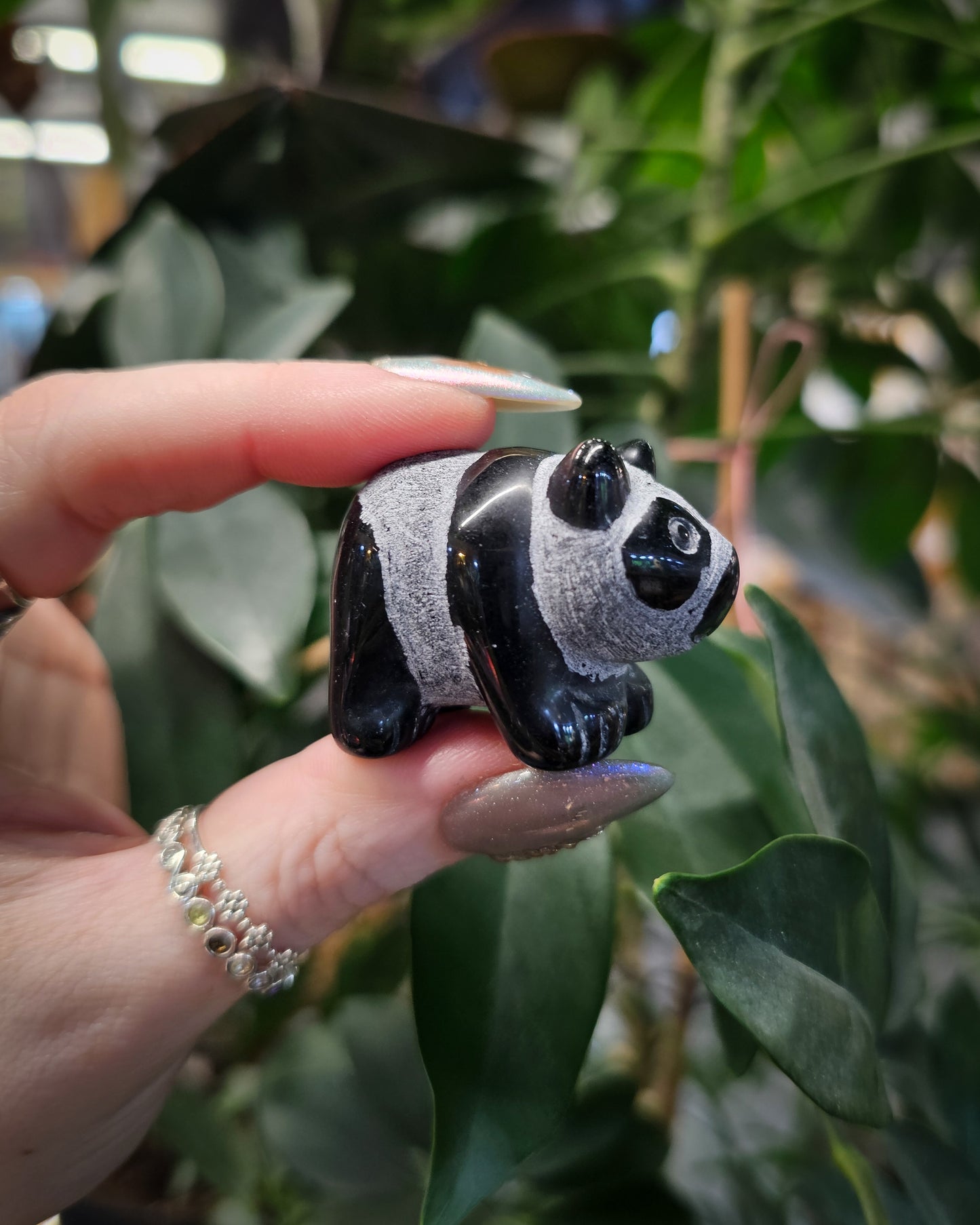 Obsidian Panda Carving