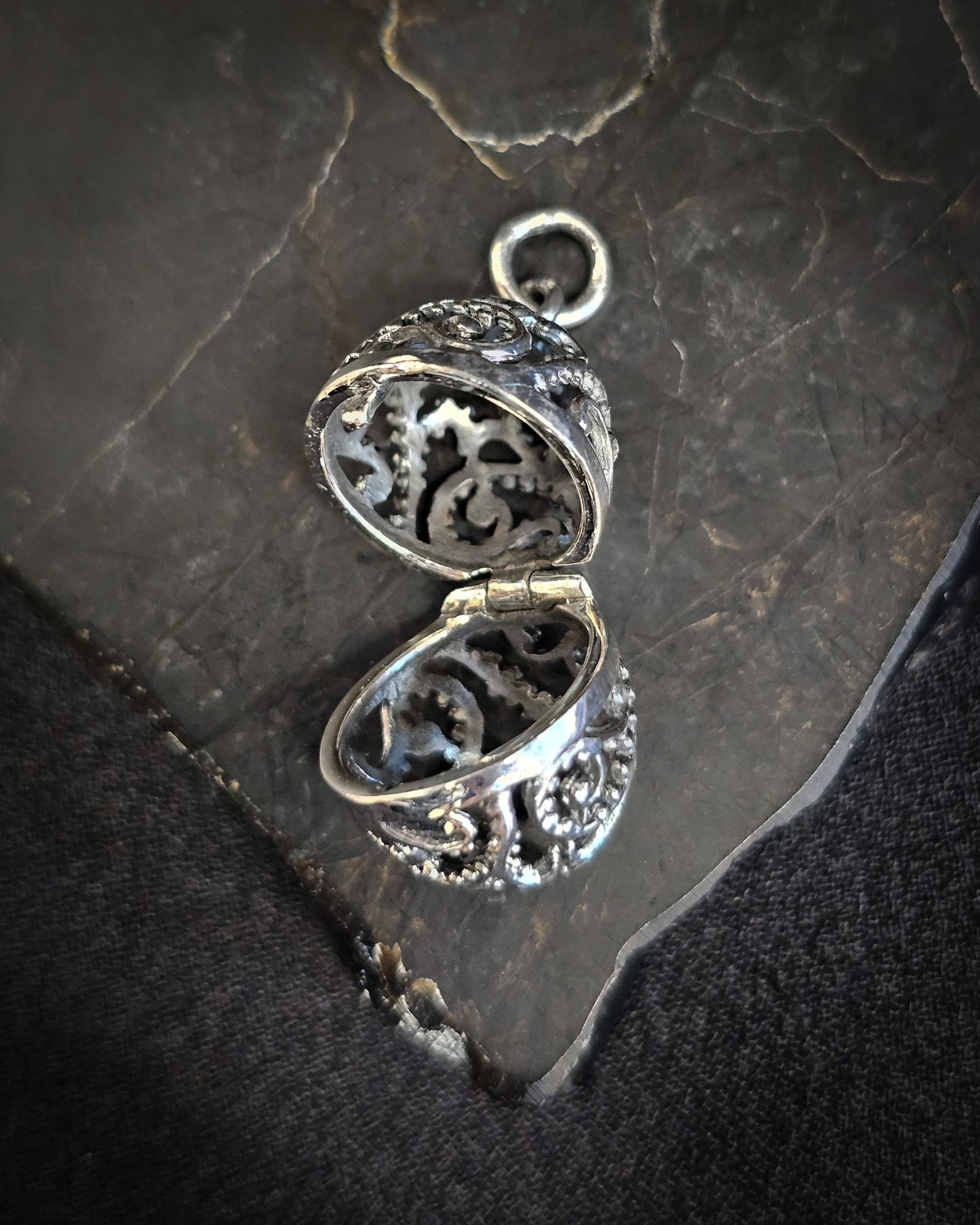 Sterling Silver Filigree Egg Locket #2