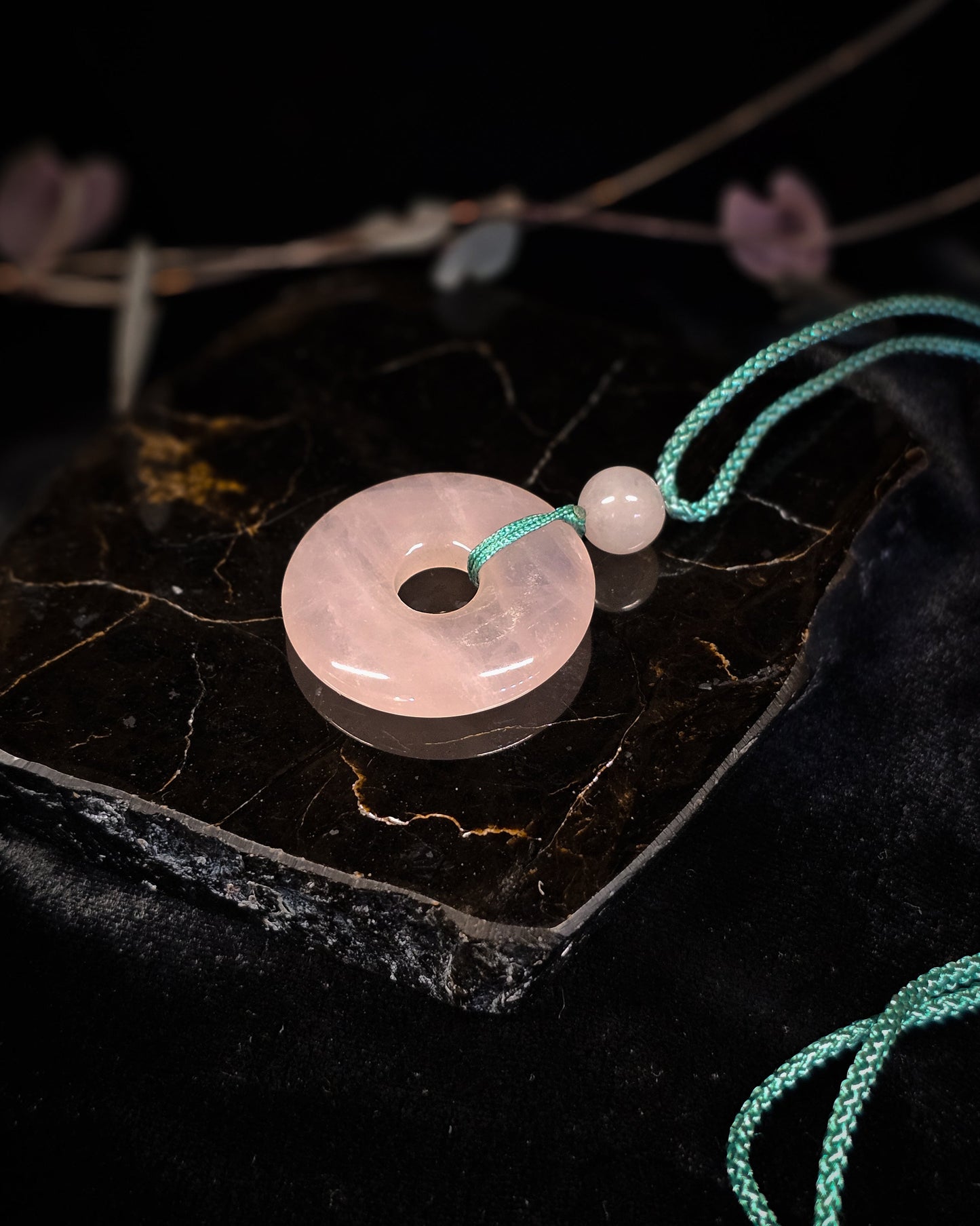 Rose Quartz Pi Stone Necklace