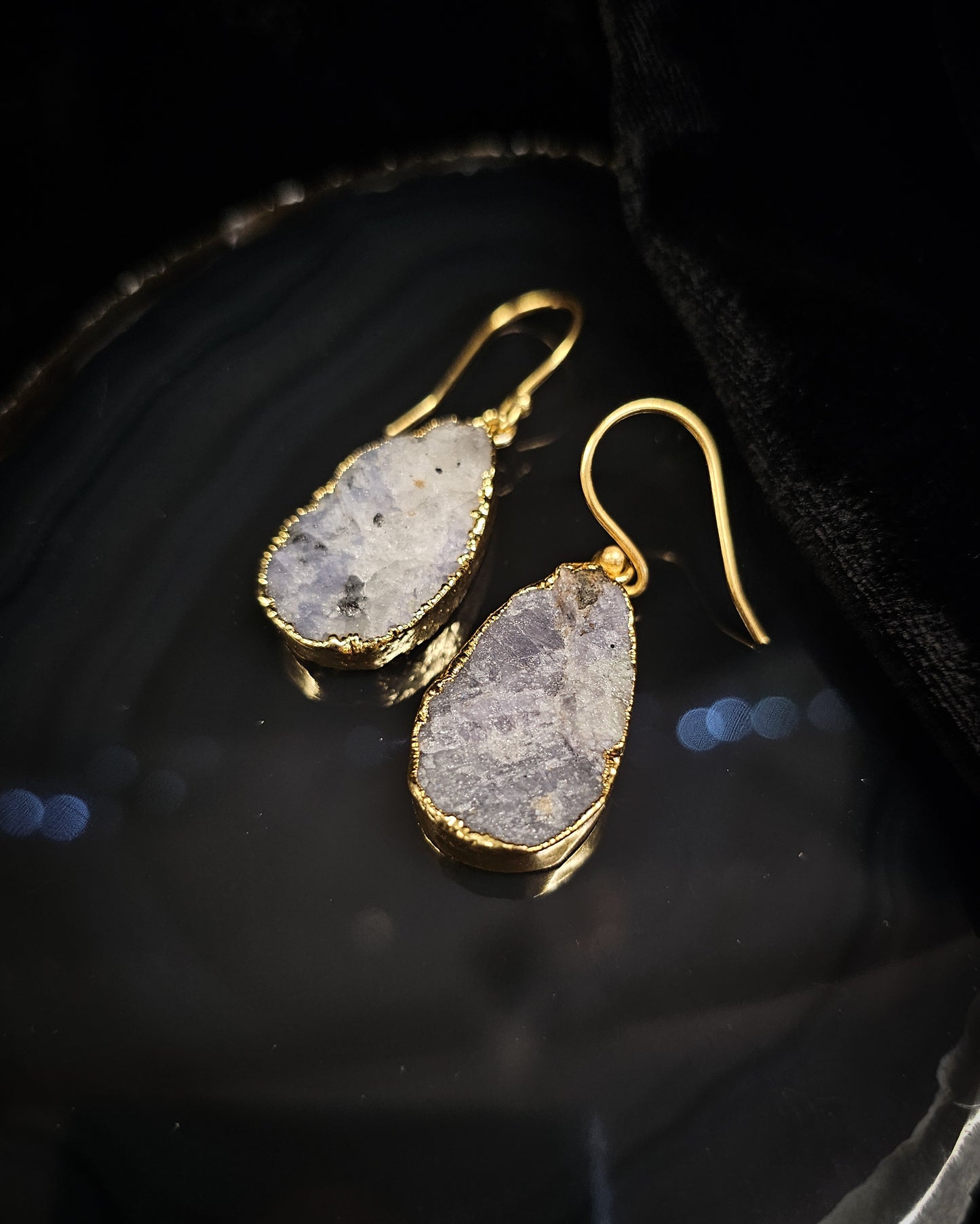 Raw Rainbow Moonstone Teardrop Earrings