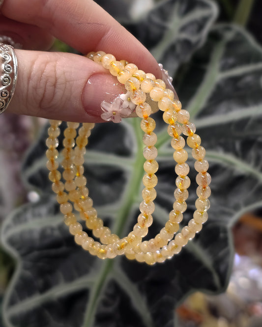 4mm Citrine Bead Bracelet