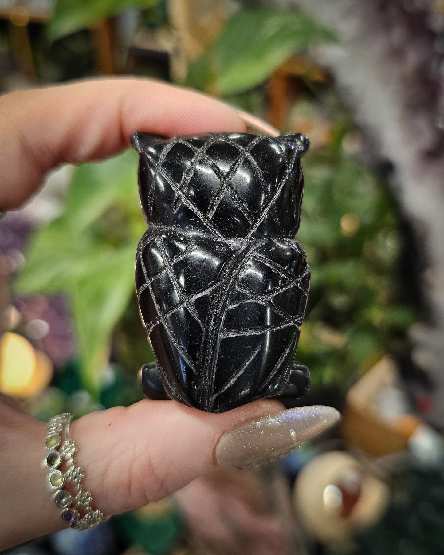 Black Obsidian Owl Carving