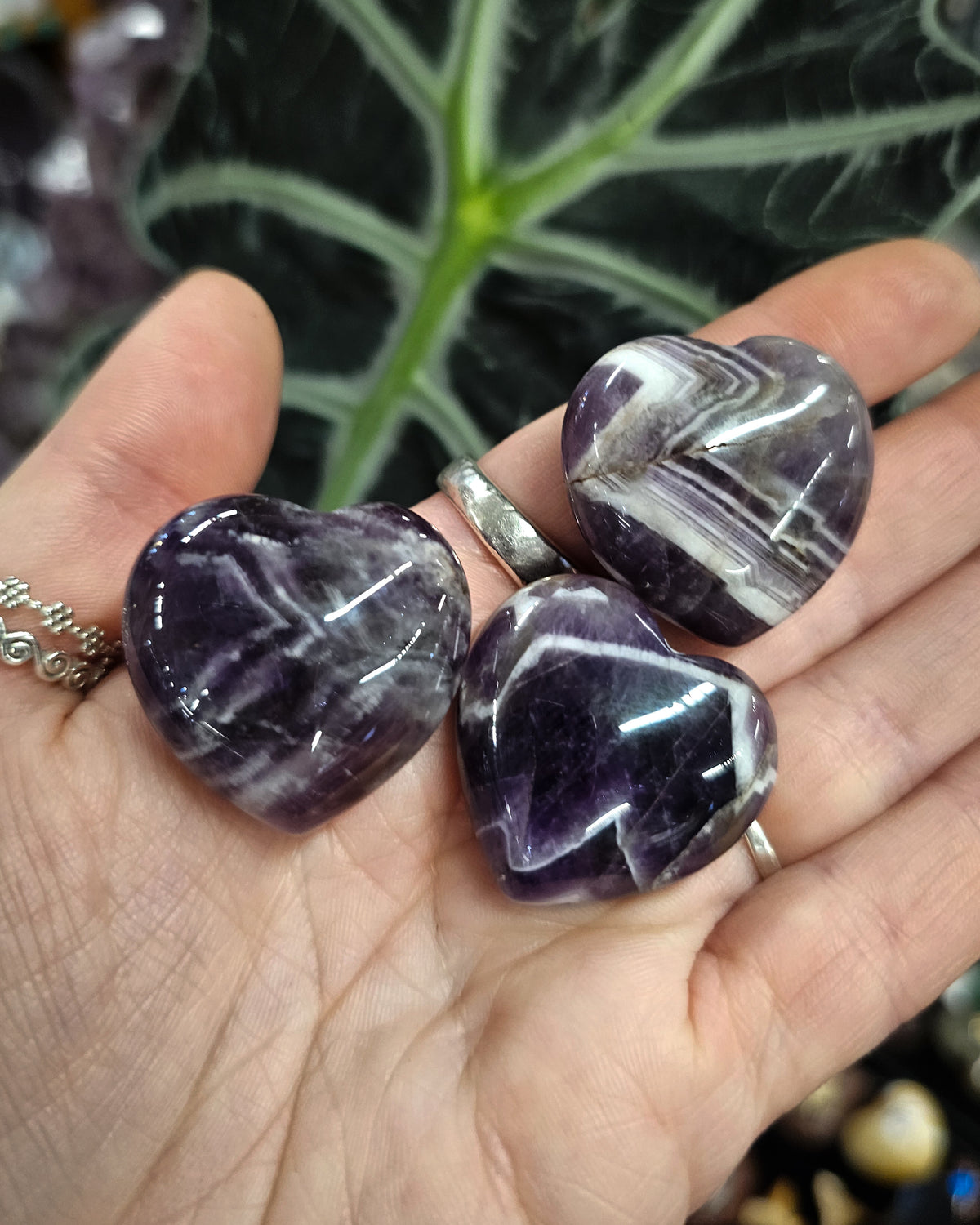 Small Chevron Amethyst Heart