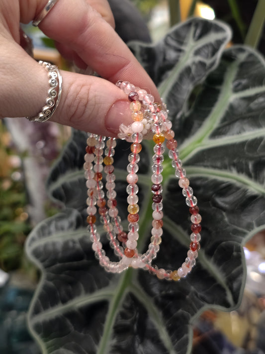 4mm Fire Quartz Bead Bracelet