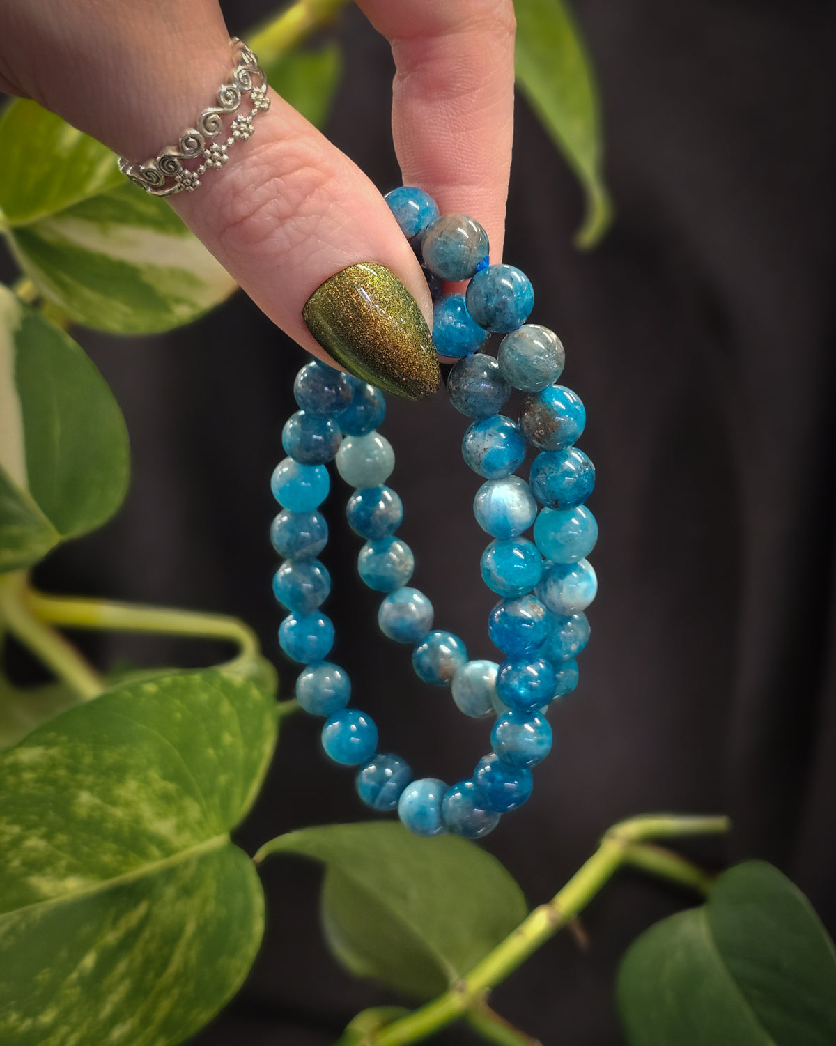 8mm Apatite Bead Bracelet