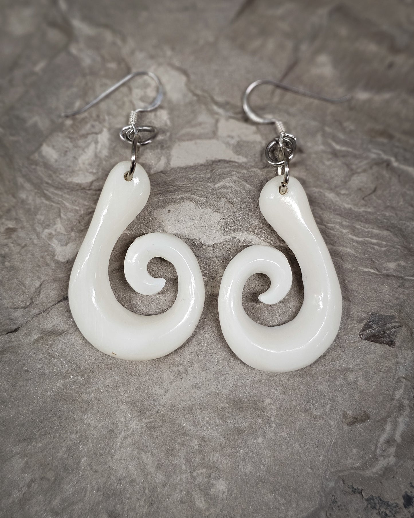 Koru Bone Carving Earrings