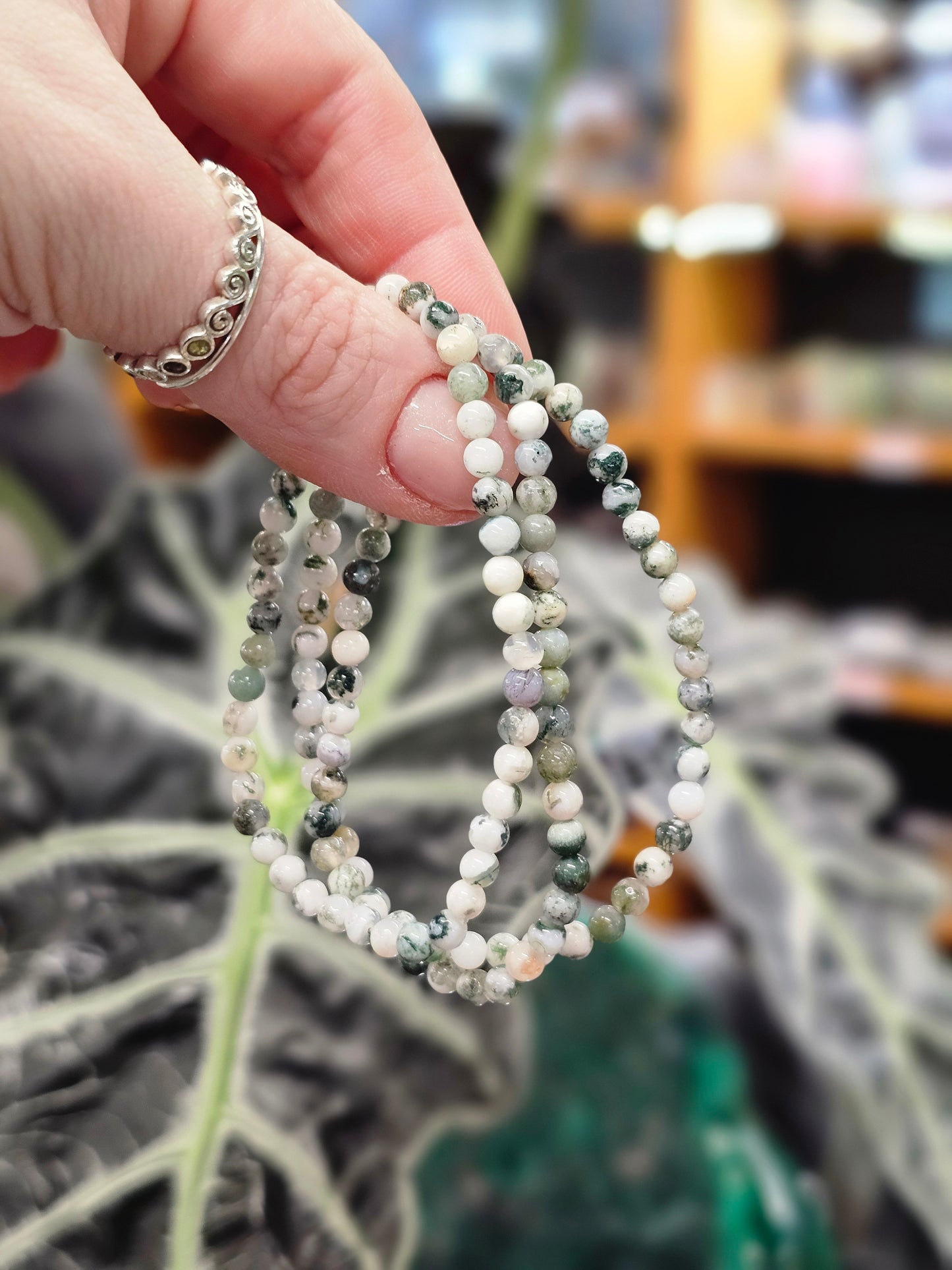 4mm Moss Agate Bead Bracelet