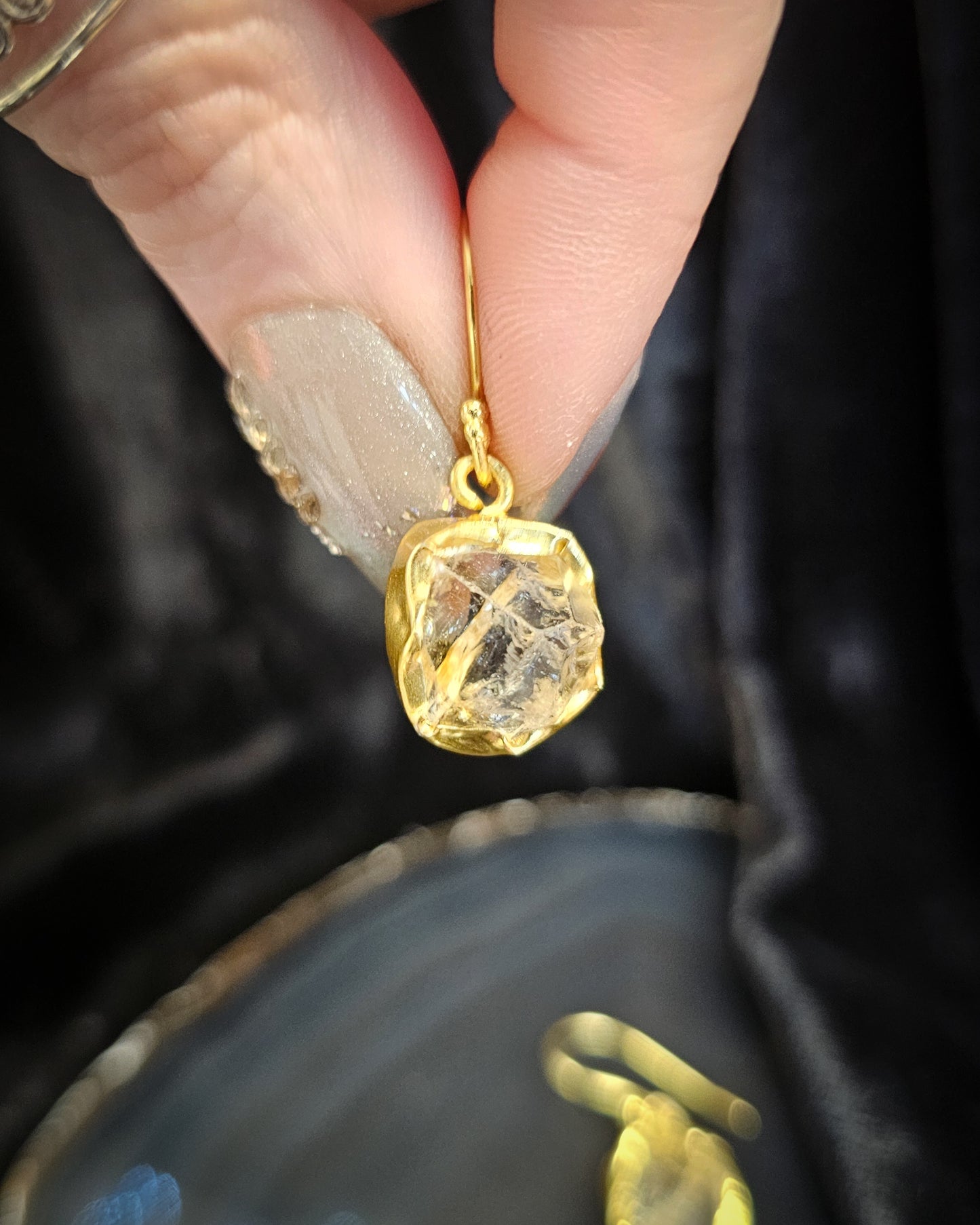 Raw Citrine Earrings - Single Drop