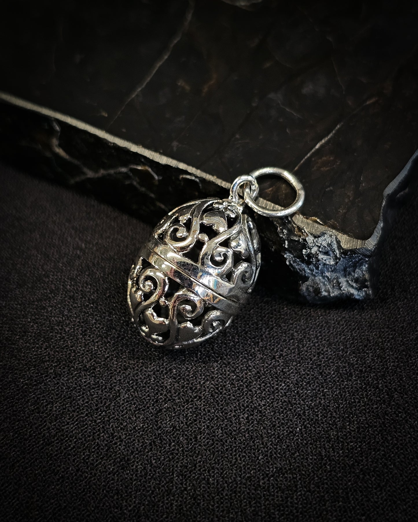 Sterling Silver Filigree Egg Locket #1