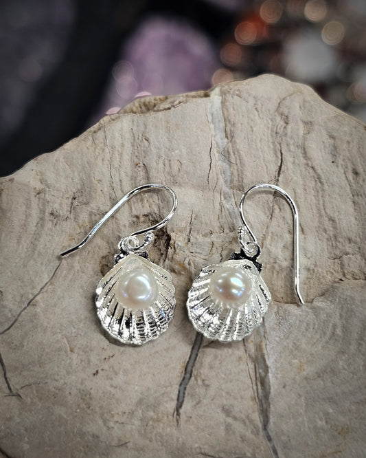 Sterling Silver Shell & Pearl Earrings