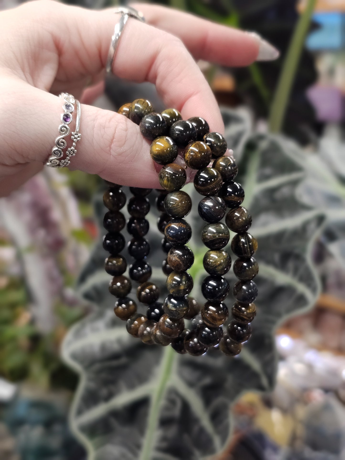 8mm Dark Tiger’s Eye Bead Bracelet