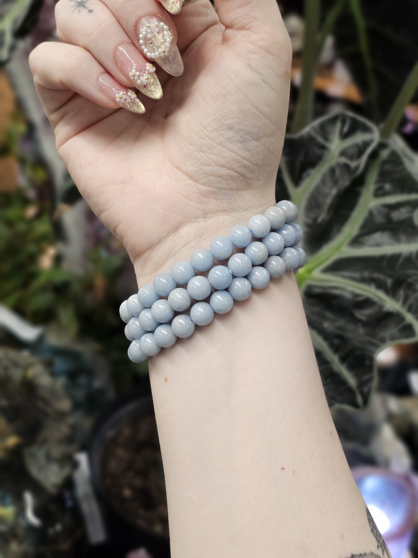 8mm Angelite Bead Bracelet