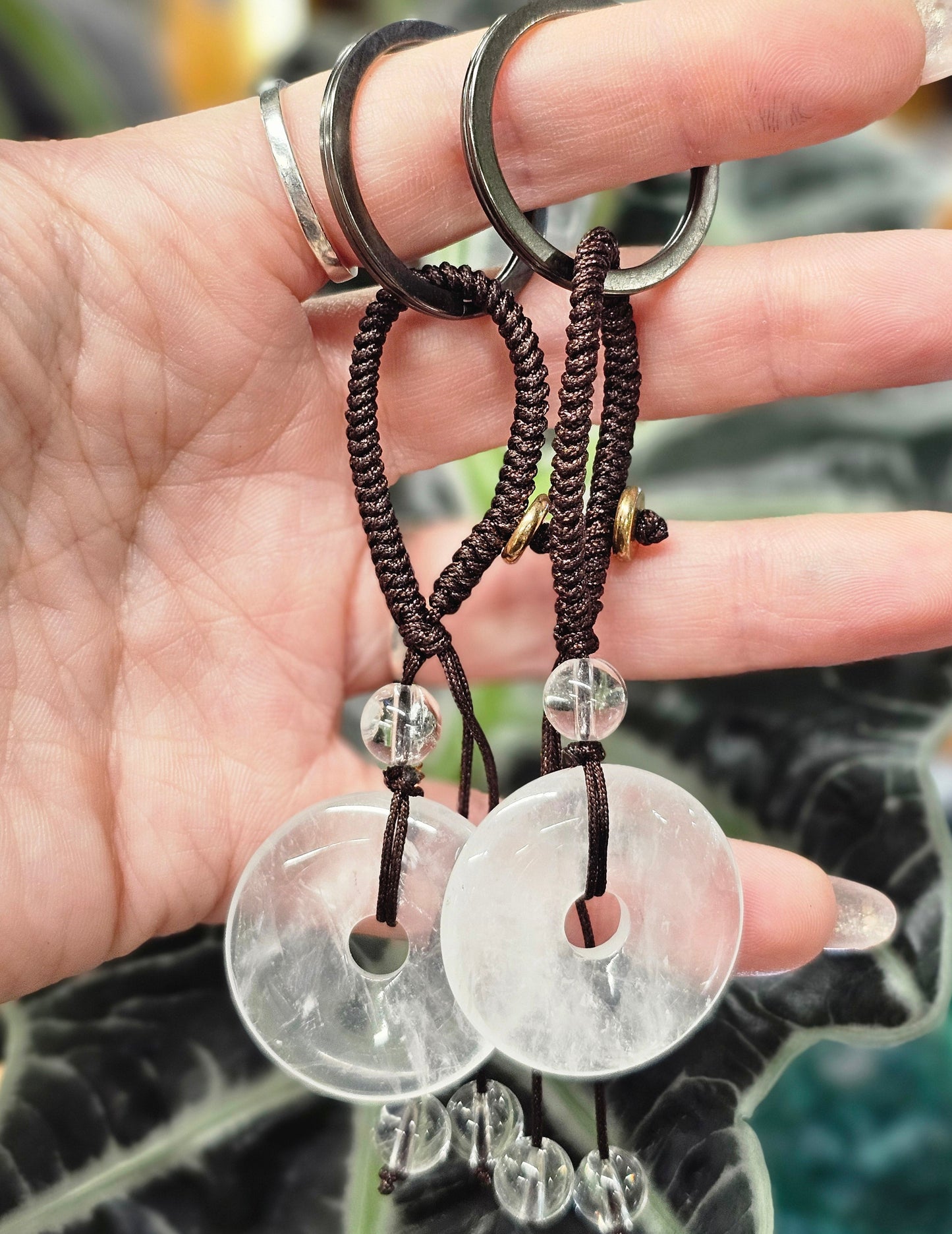 Clear Quartz Pi Stone Keyring