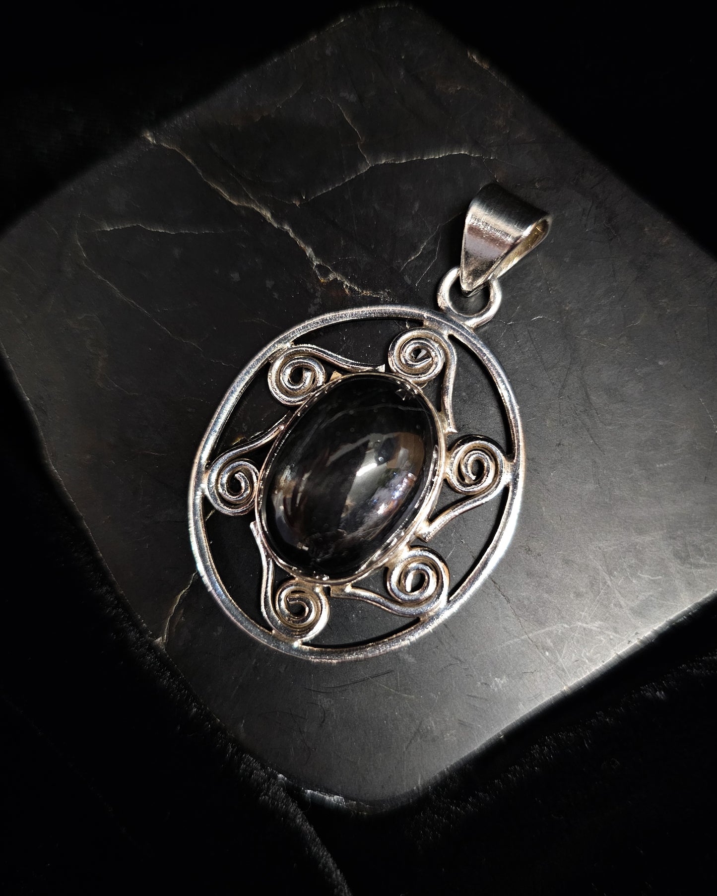 Silver Sheen Obsidian Pendant