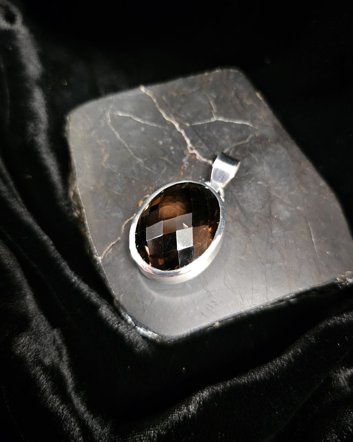 Large Oval Smoky Quartz Pendant