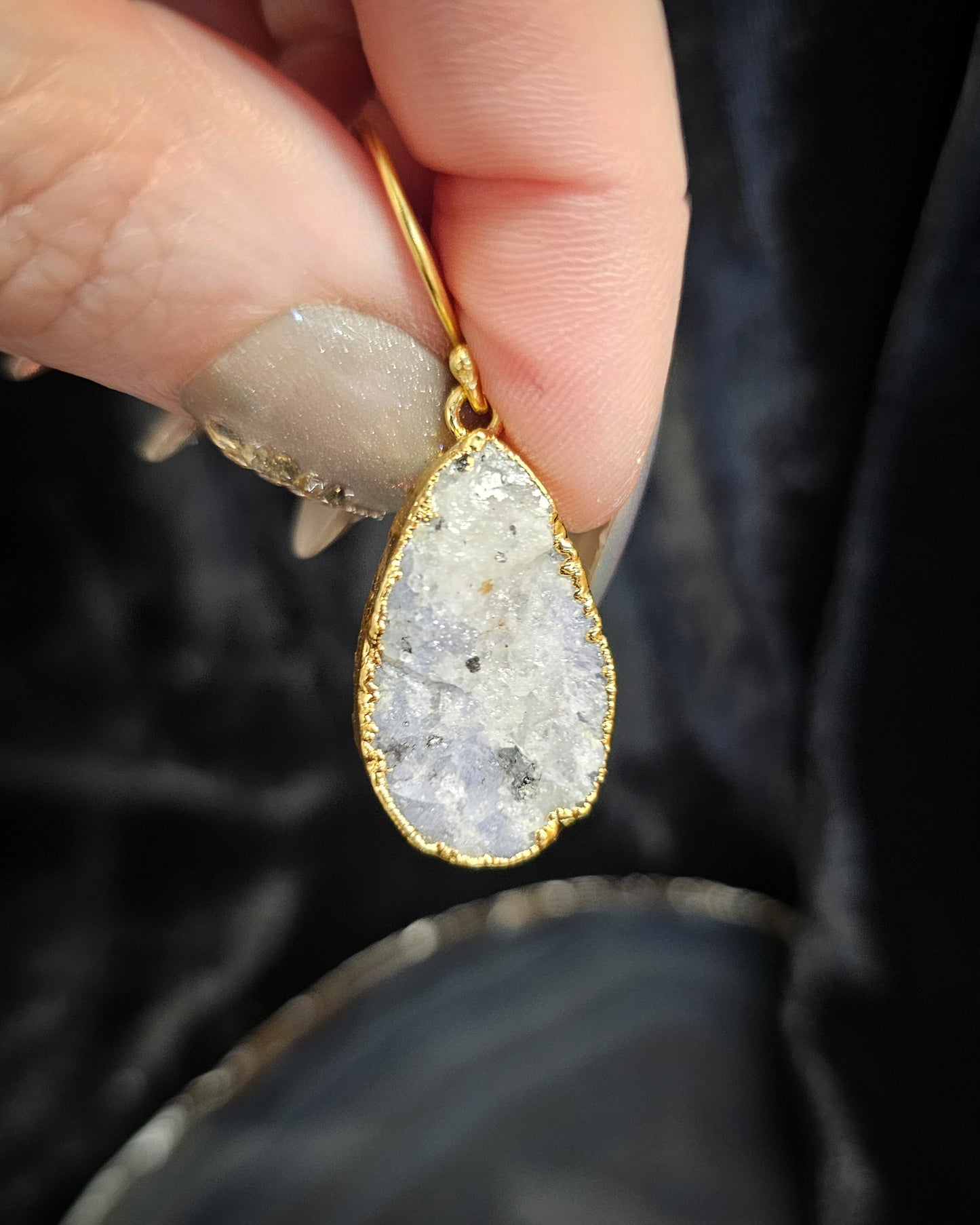 Raw Rainbow Moonstone Teardrop Earrings