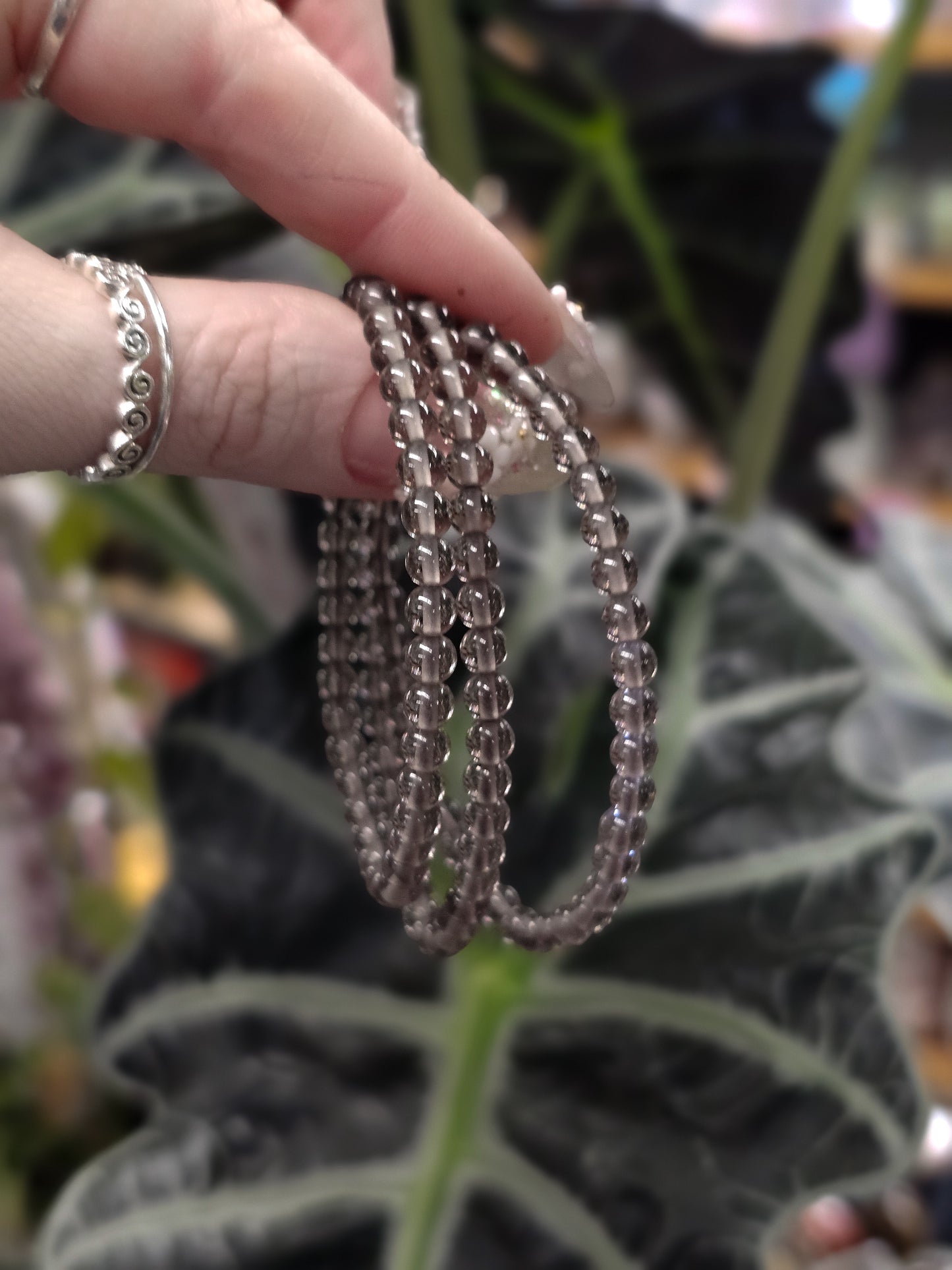 4mm Smoky Quartz Bead Bracelet