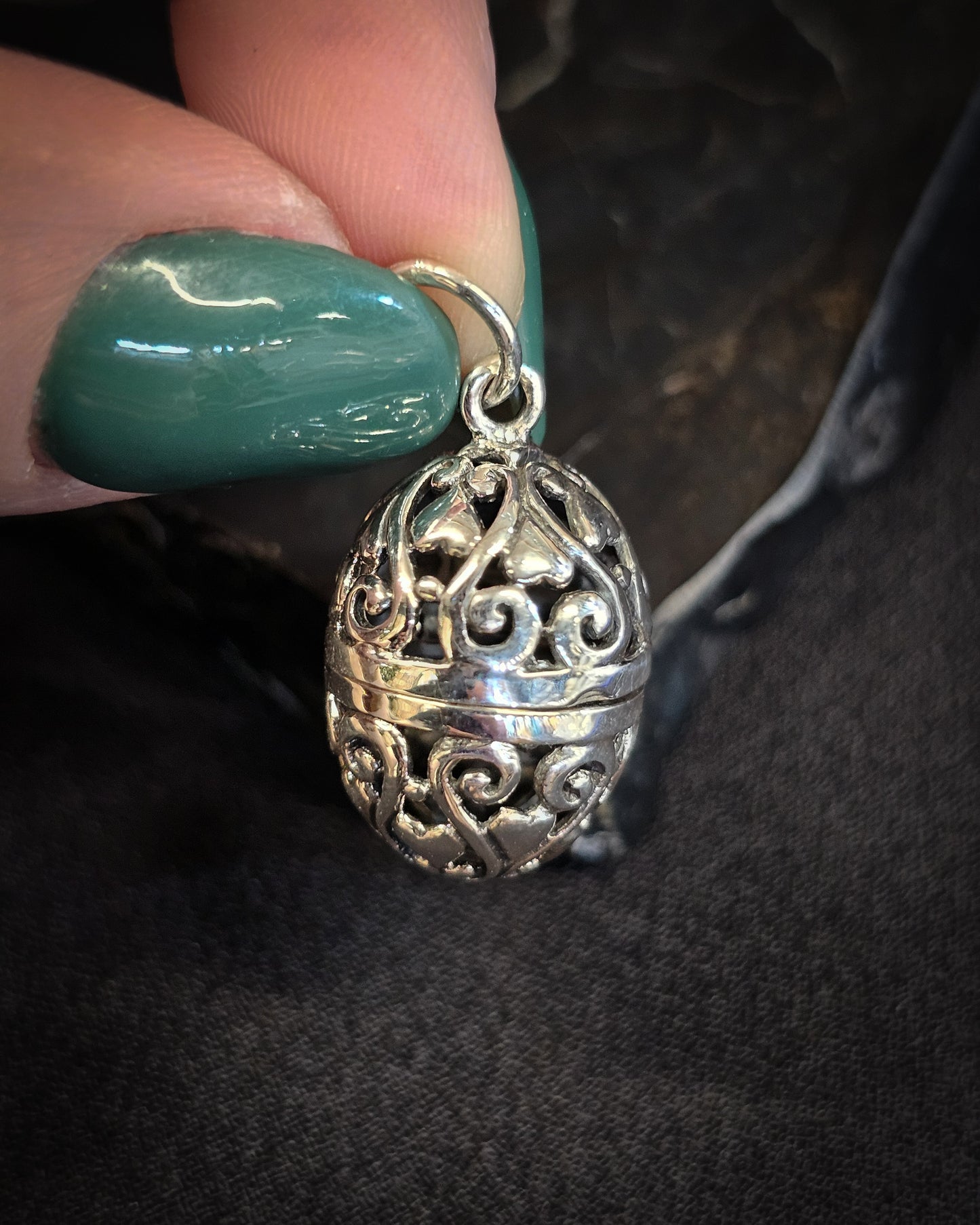 Sterling Silver Filigree Egg Locket #1