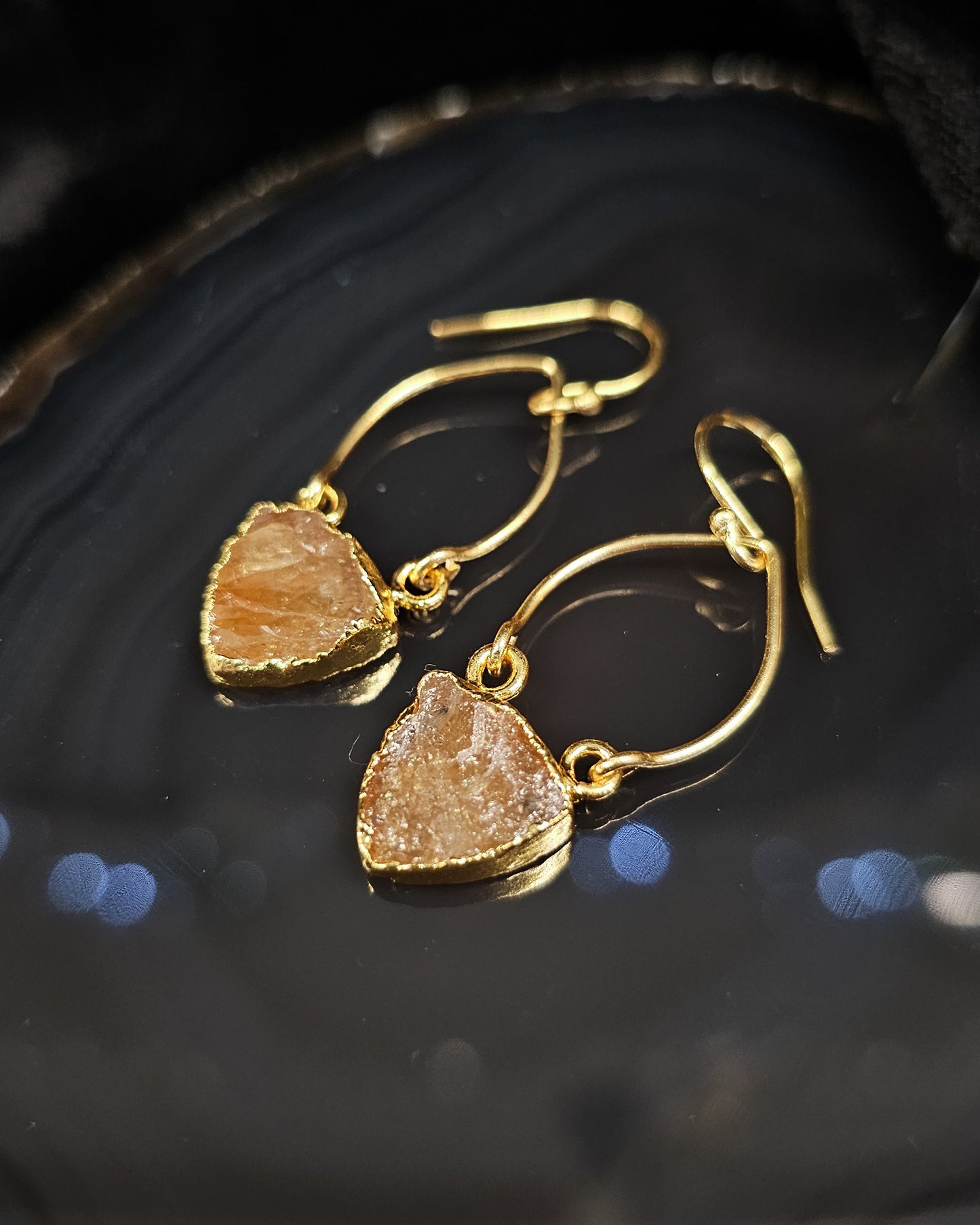 Raw Citrine Drop Earrings
