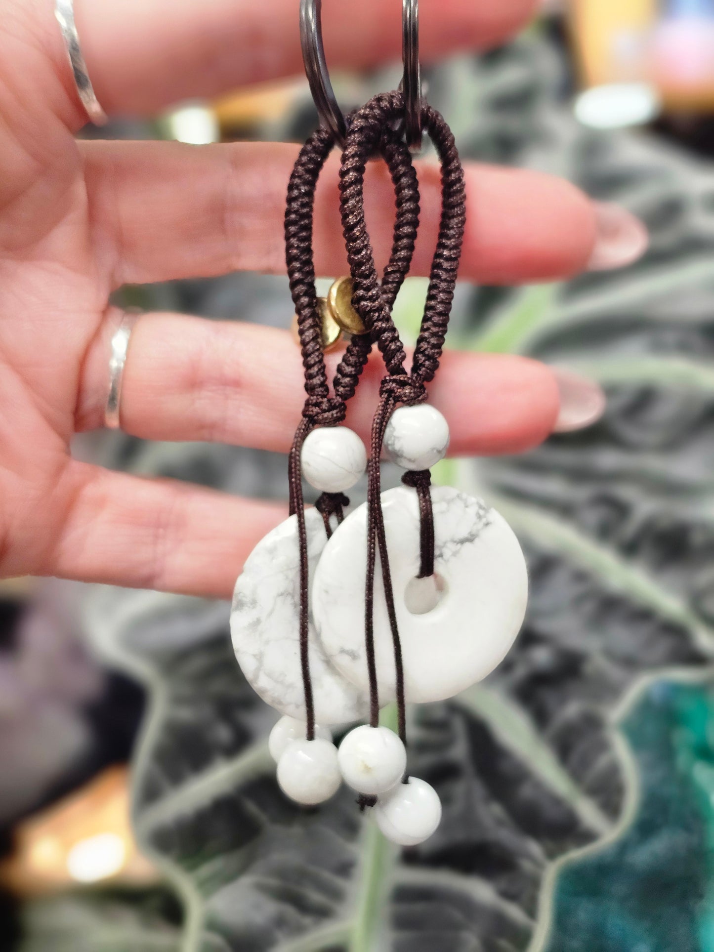 Howlite Pi Stone Keyring